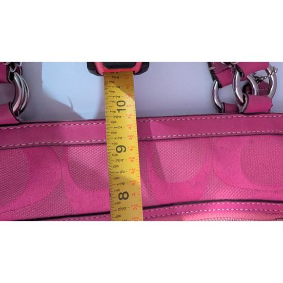Coach Signature Jacquard Pink Tote Shoulder Bag F14941 - Picture 3 of 7